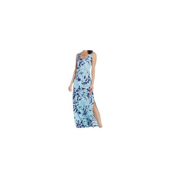 Lilly Pulitzer Merrill Maxi Dress High Tide Navy Col Scuba Doo Print Side Slit S - Picture 1 of 11